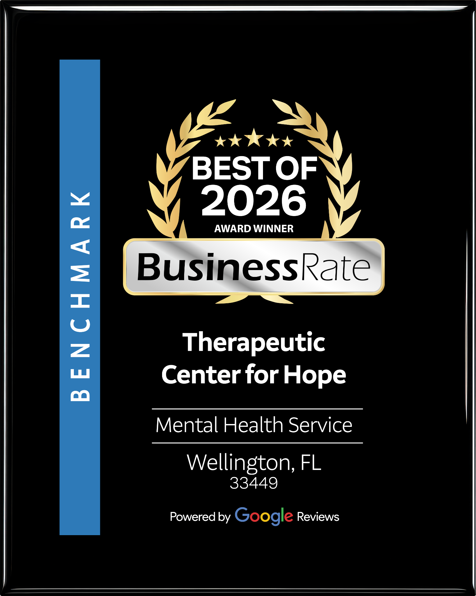 Best of 2026 award plaque — Therapeutic Center for Hope